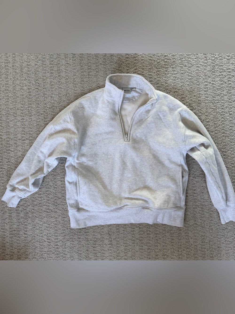 Aritzia Light Gray Half-Zip Sweater XS